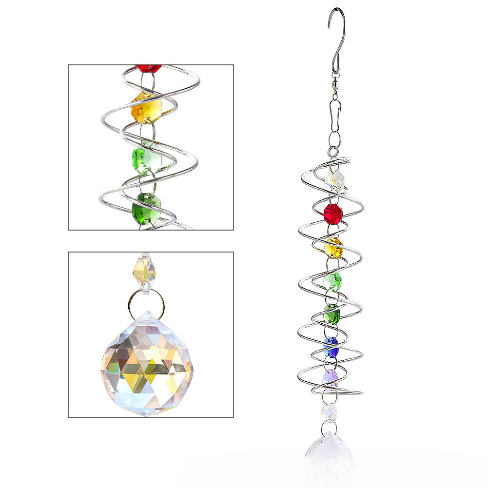 Wholesale Mobis Ring Stainless Steel Rotating Crystal Ball Wind Chime